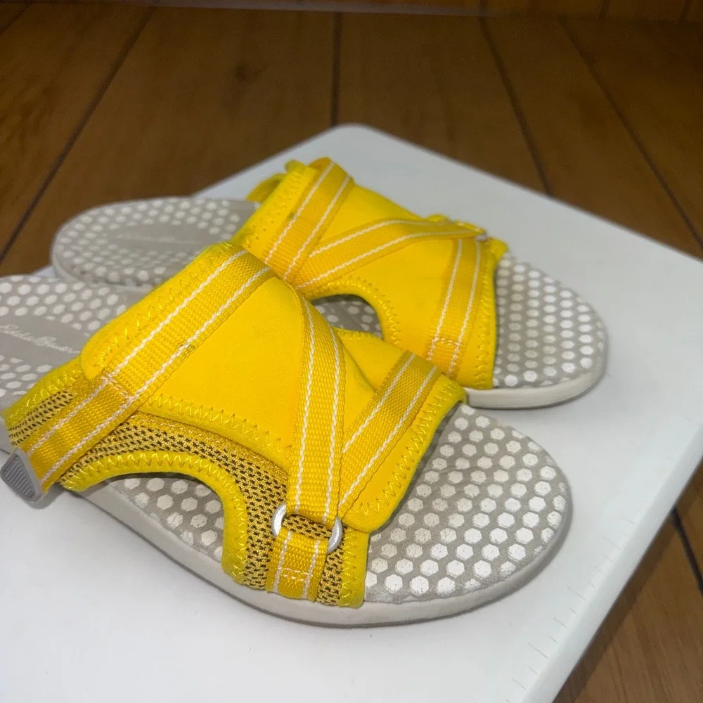 Eddie Bauer Saratoga Yellow‎ Sport Slide Sandals Womens 7.5 Adjustable Straps